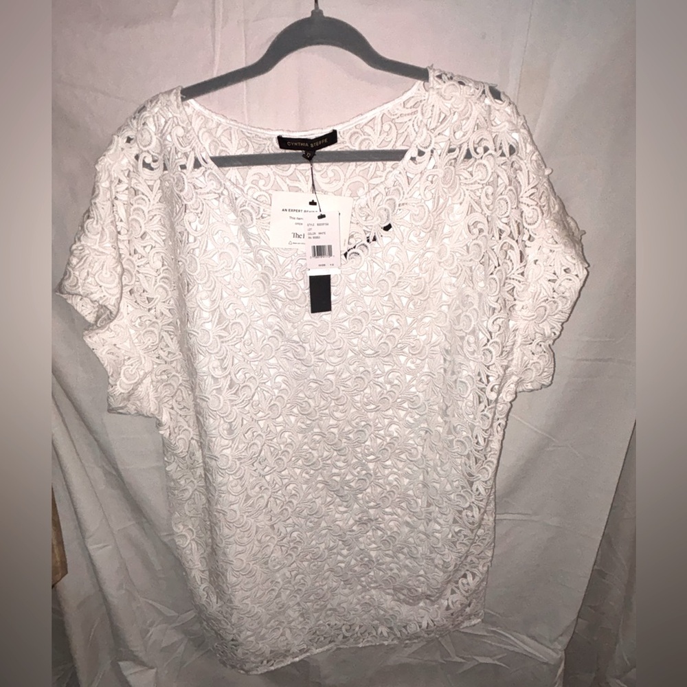 Cynthia Steffe White Lace Blouse